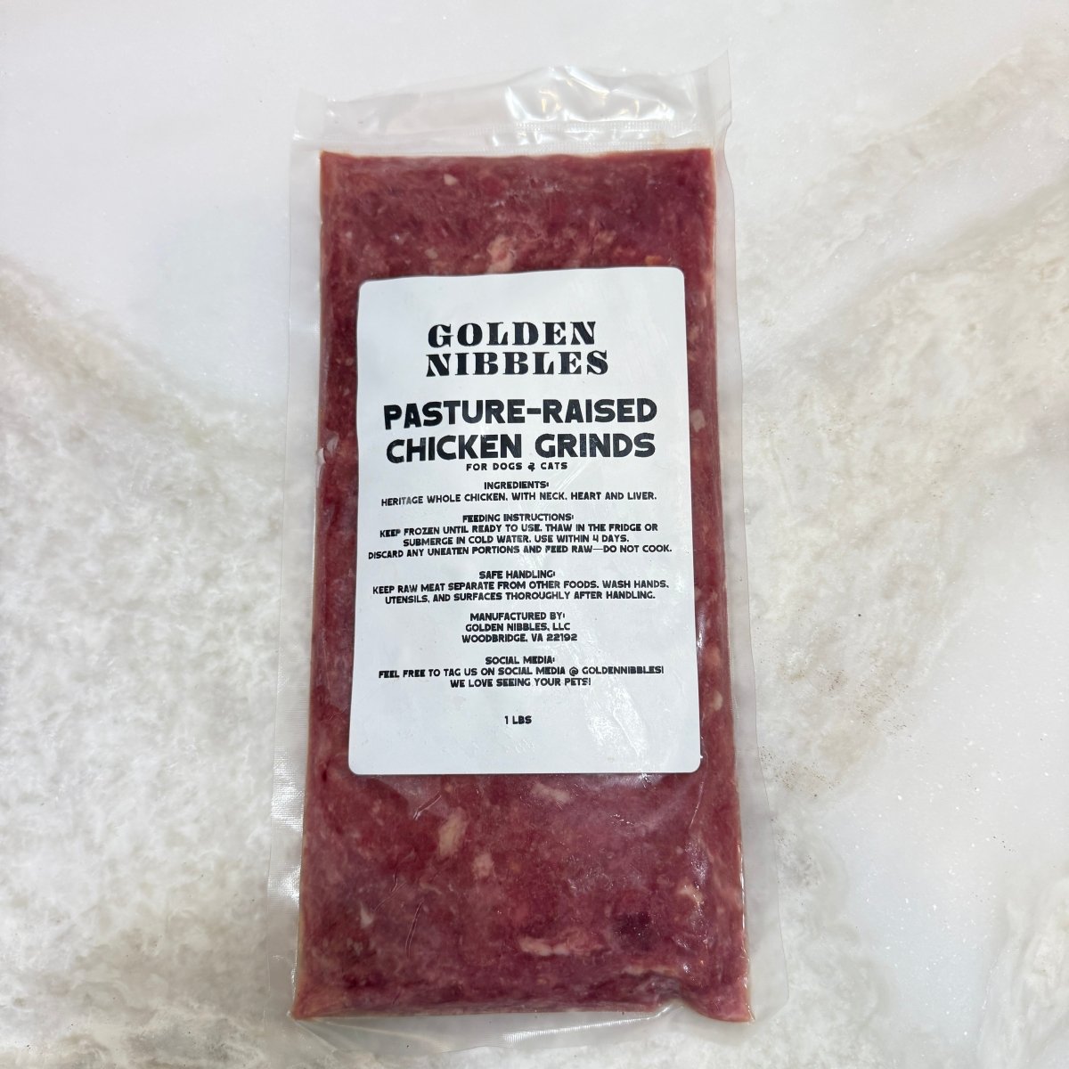 Raw Chicken Grind Pasture - Raised for Dogs & Cats - Golden Nibbles