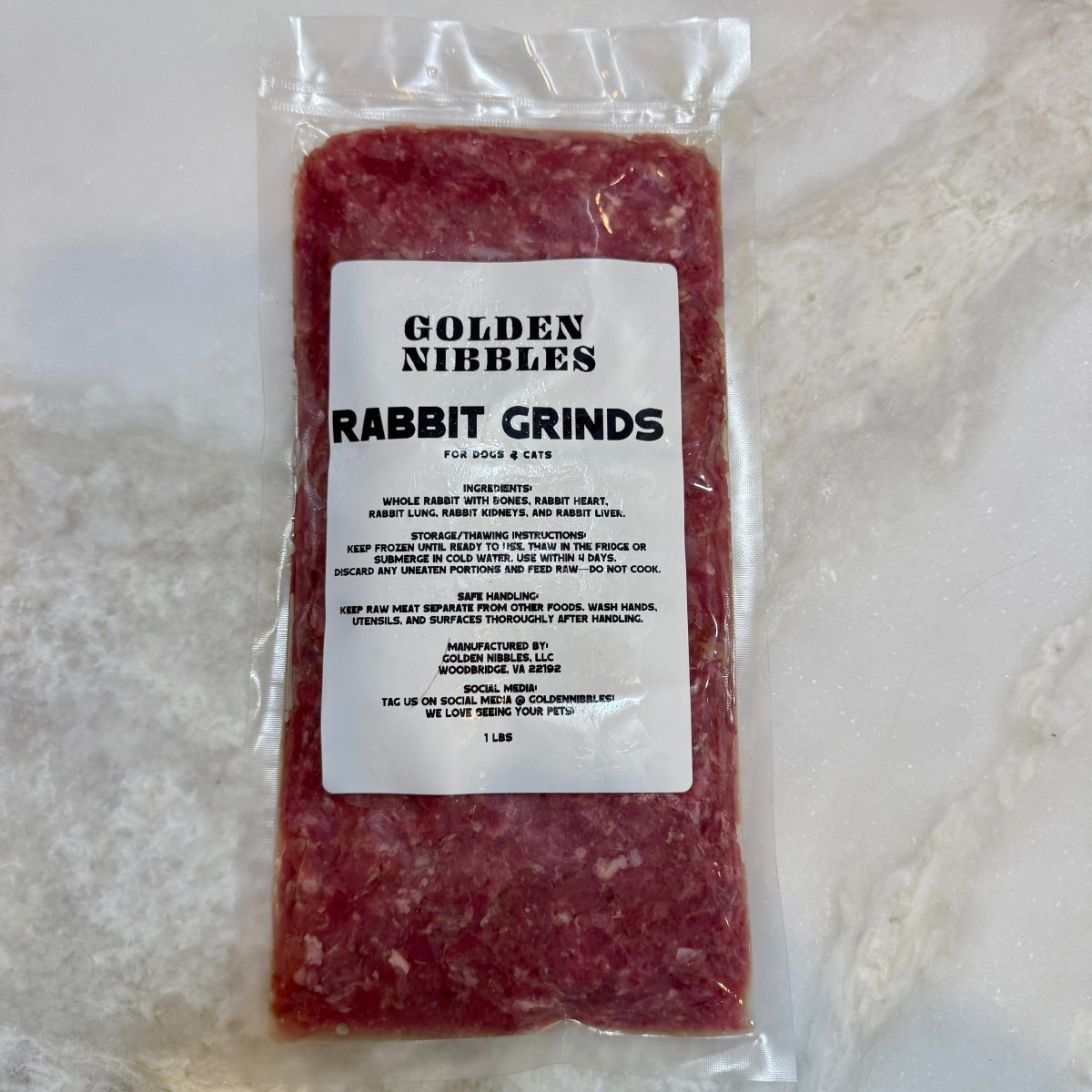 Raw Rabbit Grind 80/10/10 for Dogs & Cats - Golden Nibbles