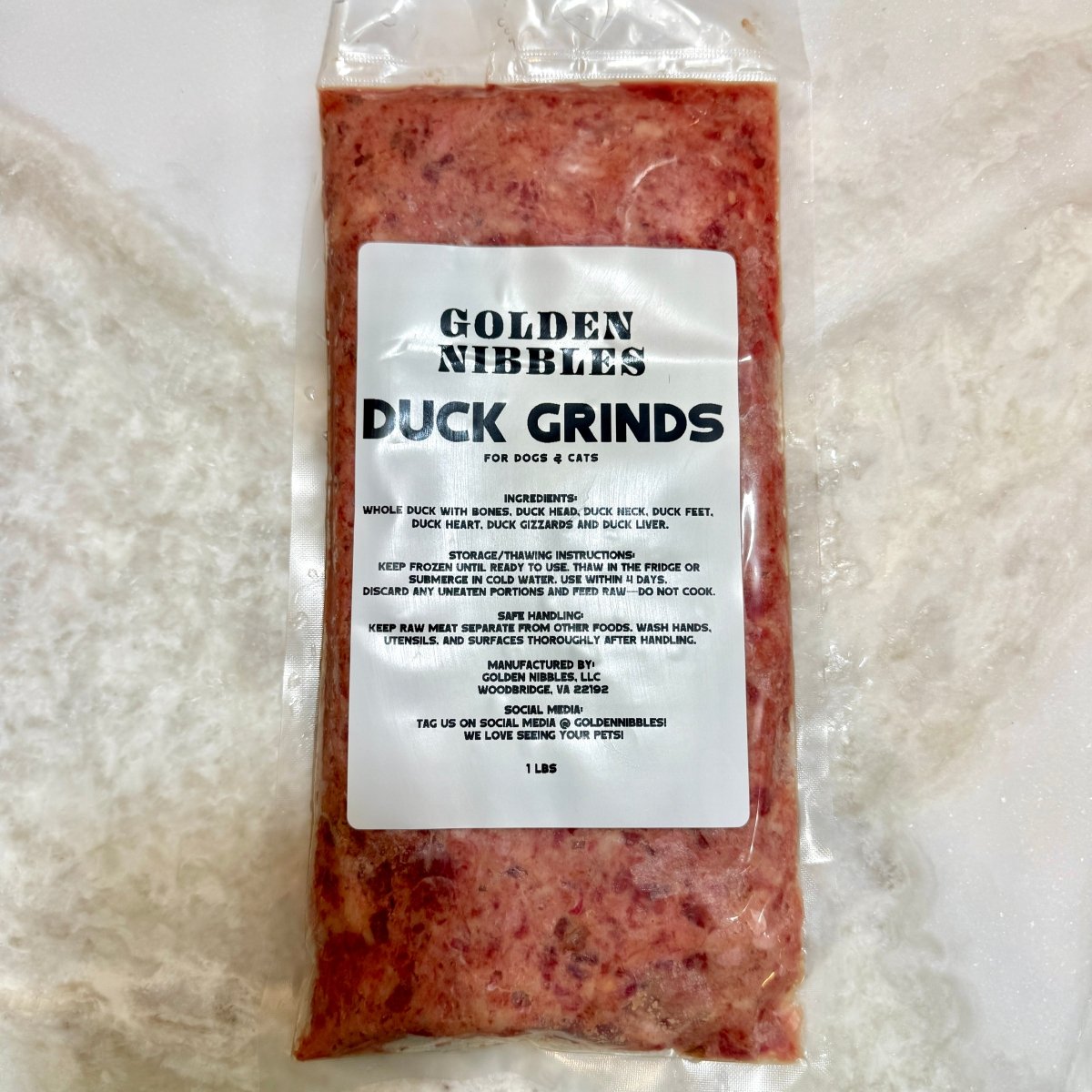 Raw Duck PMR Grind for Dogs & Cats - Golden Nibbles