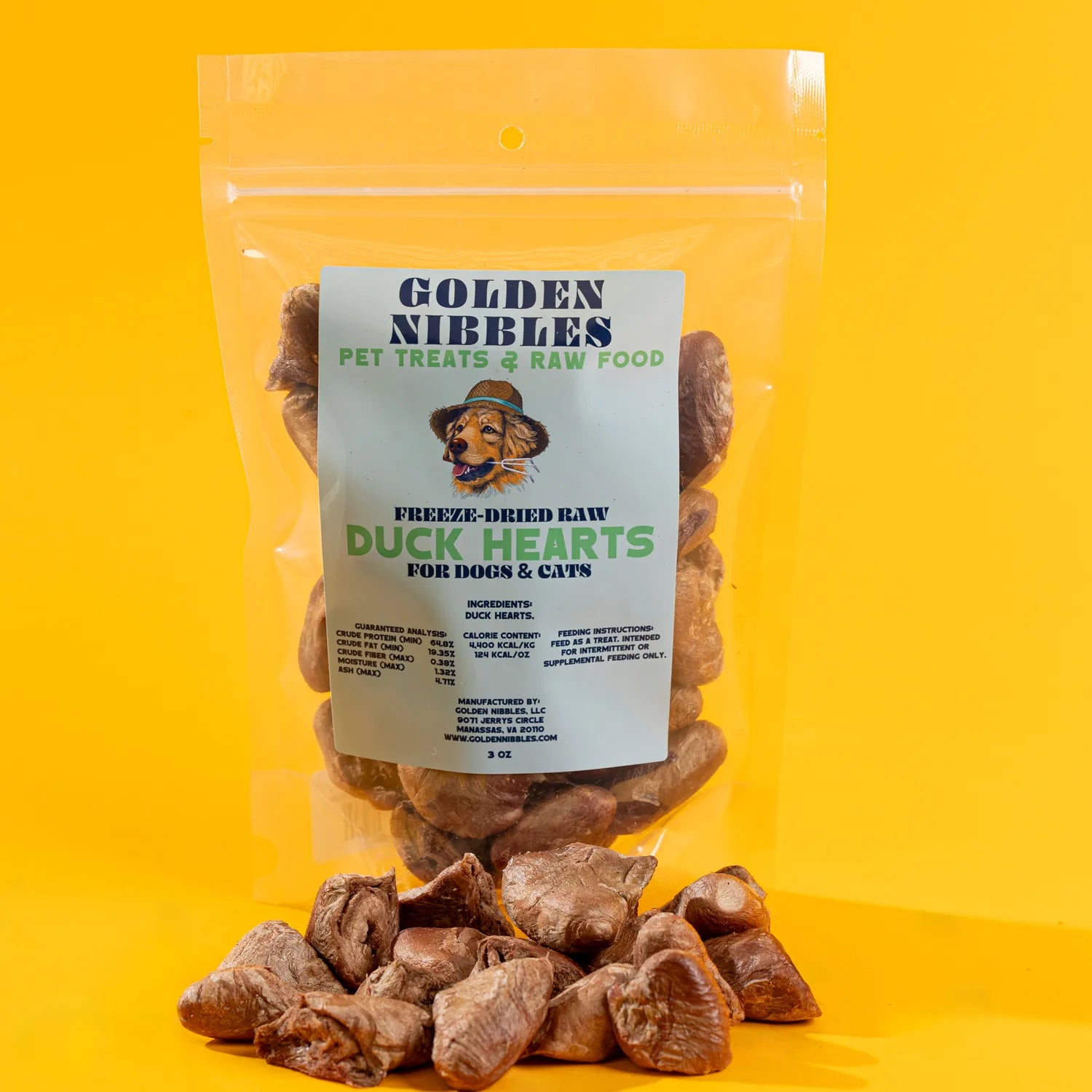 Freeze-Dried Duck Hearts Treats for Dogs & Cats