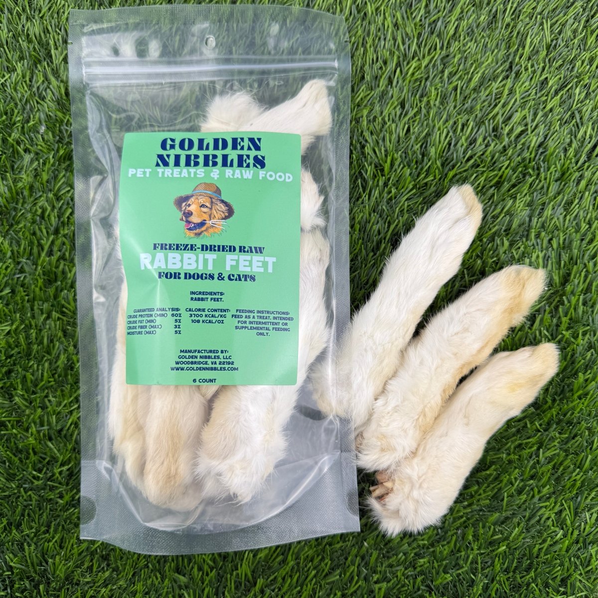 Freeze-Dried Rabbit Feet (Back Feet - Large)